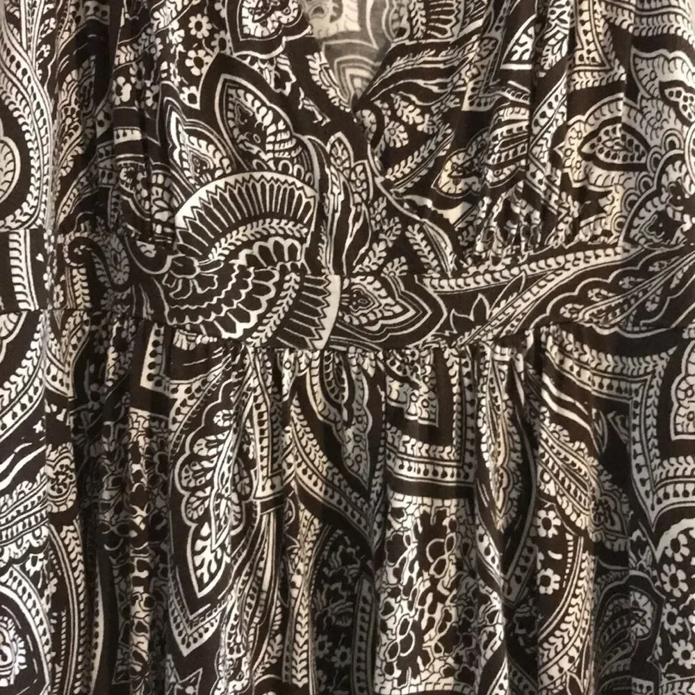 Michael Kors Brown & White Paisley‎ surplice Dress